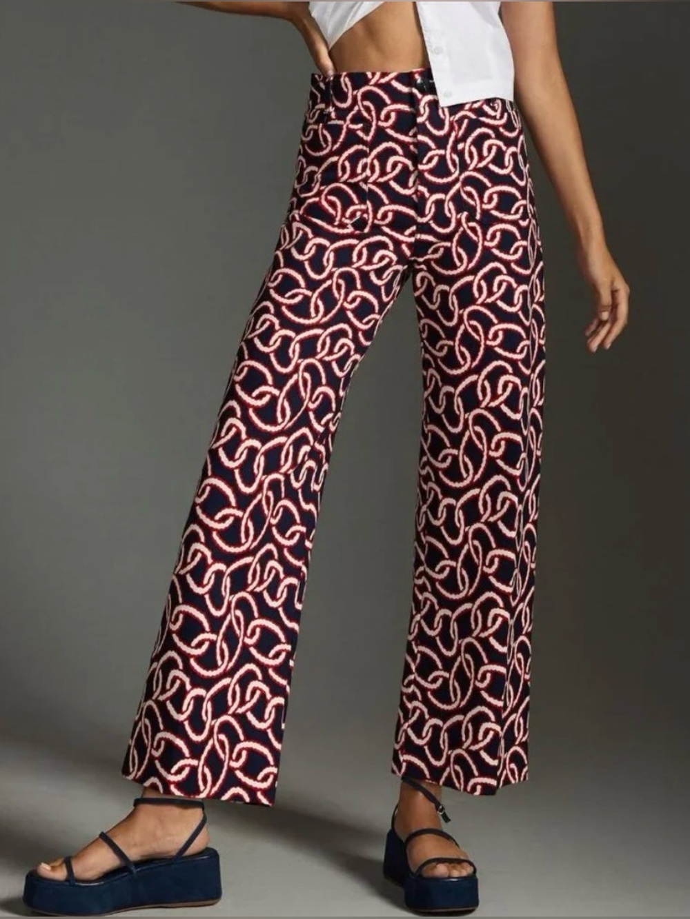 Anthropologie Maeve The Colette trouser pants wide leg stretch geometric 32